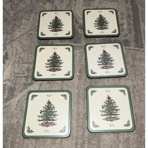 Pimpernel Christmas Tree Collection Cork-Backed Coasters 4" sq. Set of 6
